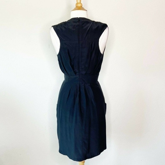 Kenneth Cole Silk Faux Wrap Pocket Black Dress NWT - Picture 7 of 9